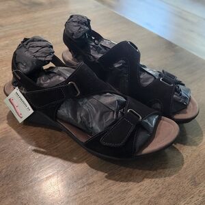 Mephisto Womens Black Air Relax Comfort Sandals Sz 40 9.5 New